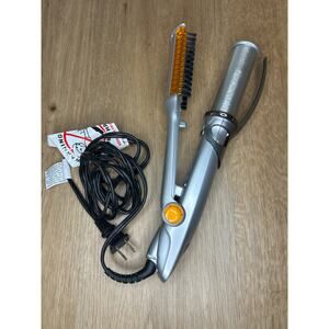 InStyler Rotating Hot Iron 1 1/4" Hair Straightener Curler Orange/Silver TESTED